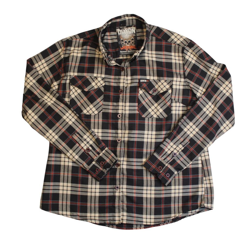 Dixxon Flannel Shirt Whitechapel Mens XXL 2XL Plaid Button Up Black Gray